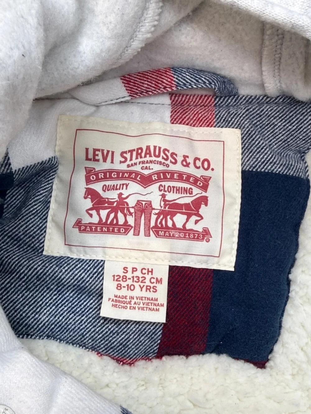 Levis Sherpa Lined Shacket Big Boys - Dress Blues and Grey